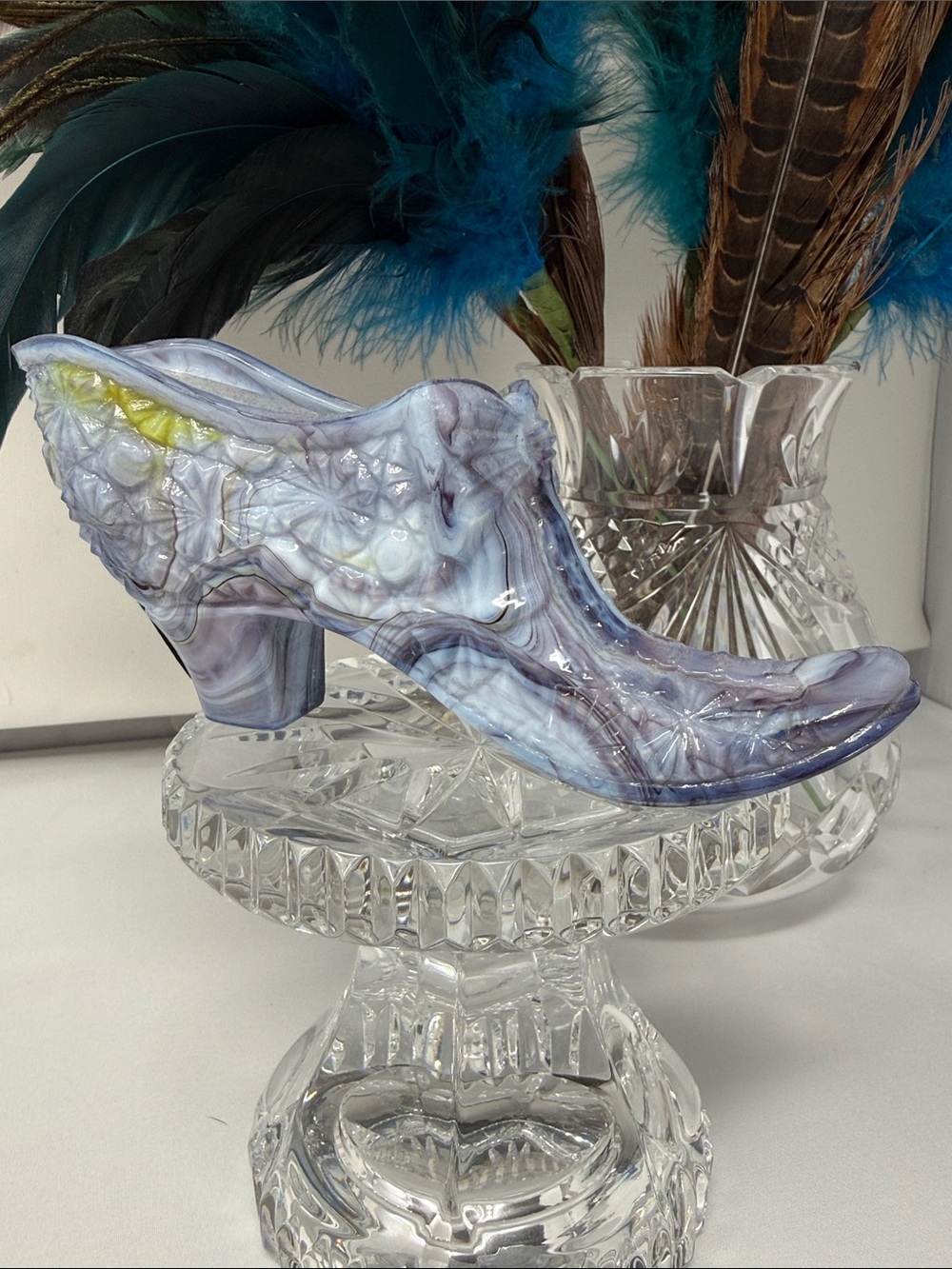 Vintage Boyd Cased Marbled Glass Slipper
